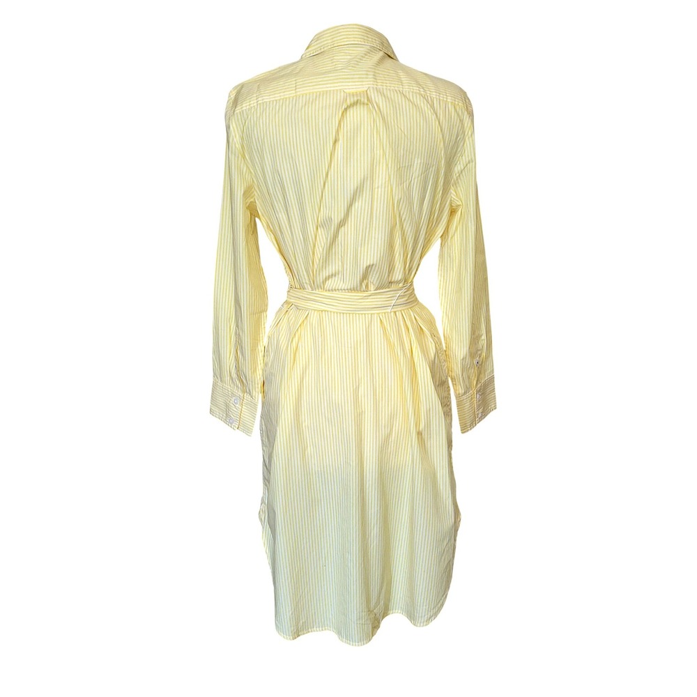 J. Crew Yellow Stripe Poplin Tie Belt Americana Countrycore Shirt Dress 12P - Picture 4 of 8